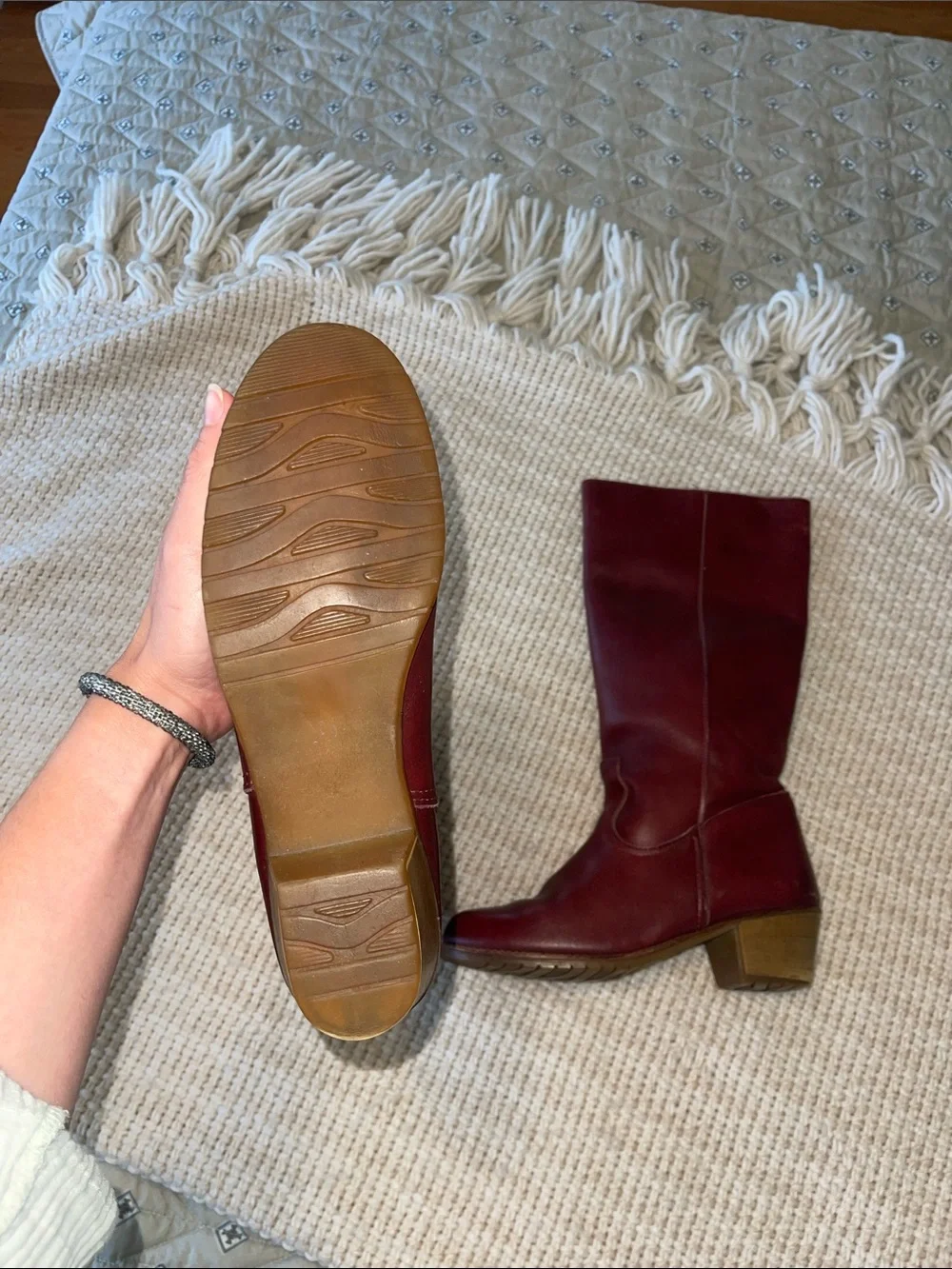 L.L. Bean Burgundy Leather Knee Boots